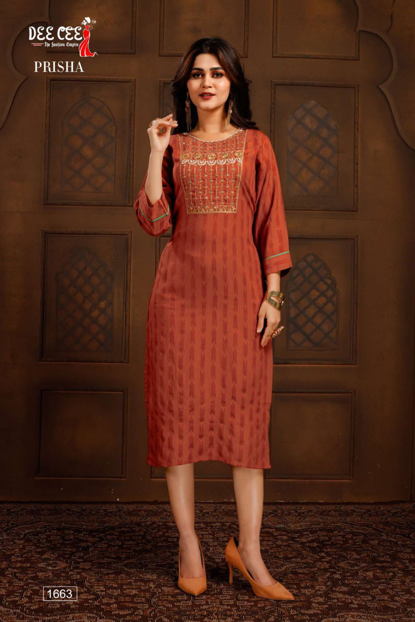 Deecee Prisha Rayon Fancy Party Wear Designer Stylish Kurti Collection